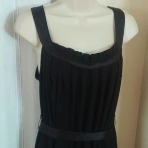 Black knit blend dress w satin trim details